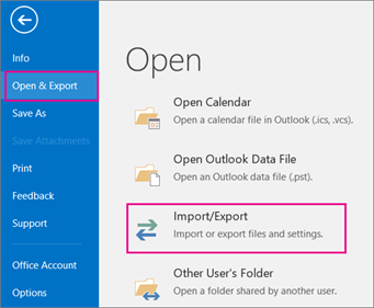 Import/Export Option